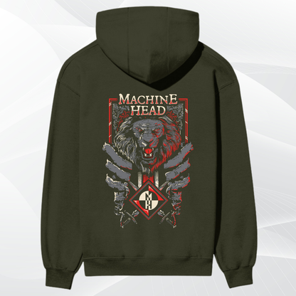 “Machine Head Premium Graphic Hoodie – Fierce Lion Edition”