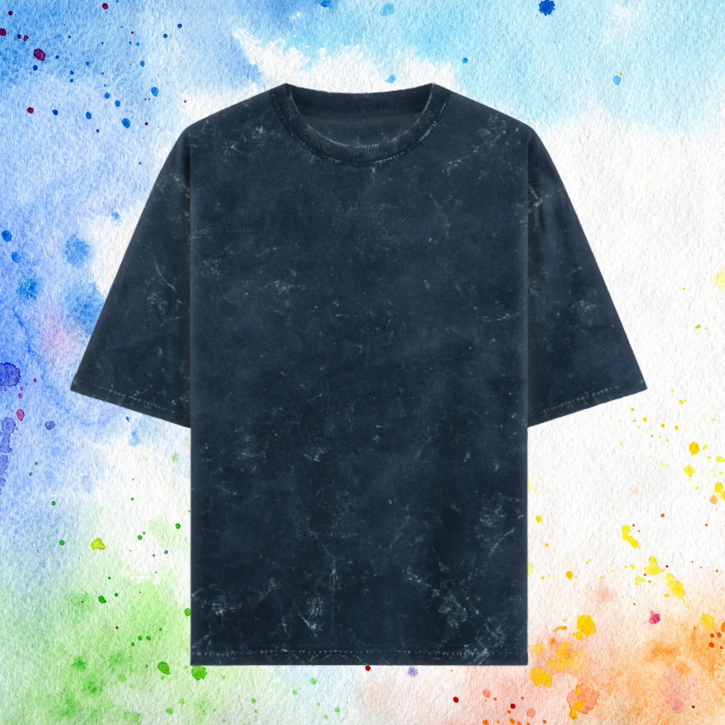 Navy Blue Acid Washed Oversized T-Shirt